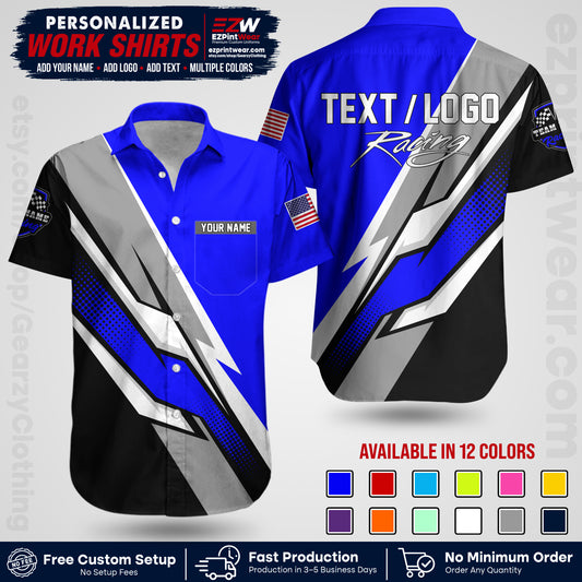 Custom Racing Shirt with Name, Logo & Text | Race Team Uniform | Crew Apparel RC01