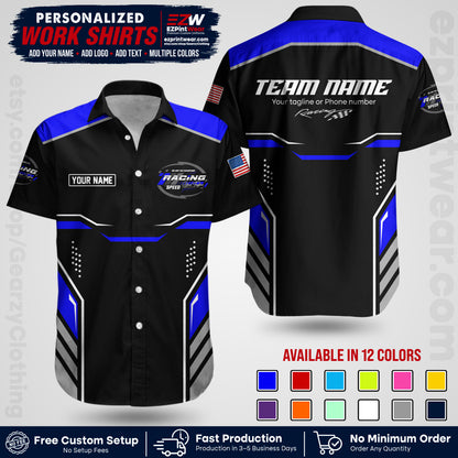 Custom Racing Shirt with Name, Logo & Text | Race Team Uniform | Crew Apparel RC10
