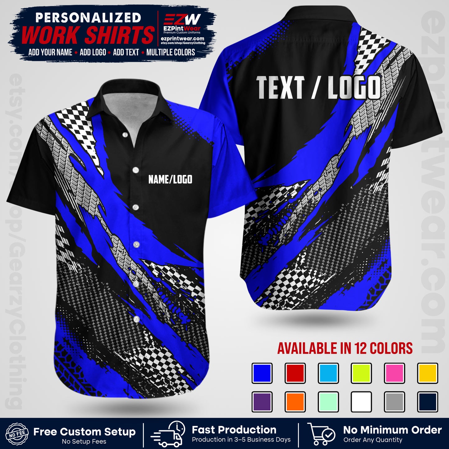 Custom Racing Shirt with Name, Logo & Text | Race Team Uniform | Crew Apparel RC05