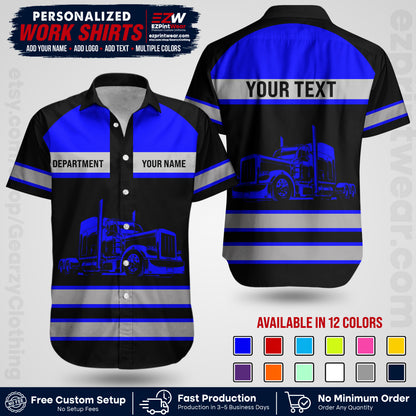 Personalized Truck Driver Workwear Uniform | Custom Safety Stripe Apparel | Non-Reflective Reflective Style Design TW02