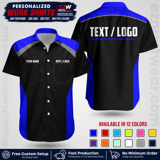 Custom All Over Print Work Uniform Shirt with Name, Logo & Text | Custom Hawaiian Shirt | Company Shirt | Employee Uniform UNF04