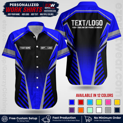 Custom All Over Print Work Uniform Shirt with Name, Logo & Text | Custom Hawaiian Shirt | Company Shirt | Employee Uniform UNF14