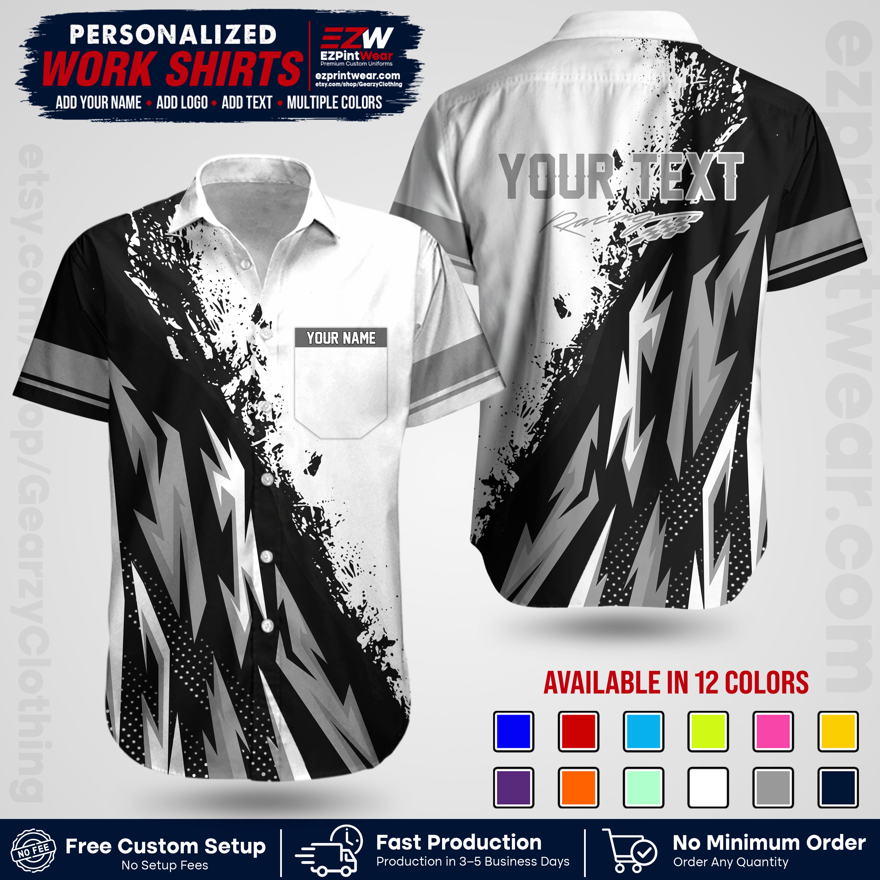 Custom Racing Shirt with Name, Logo & Text | Race Team Uniform | Crew Apparel RC08