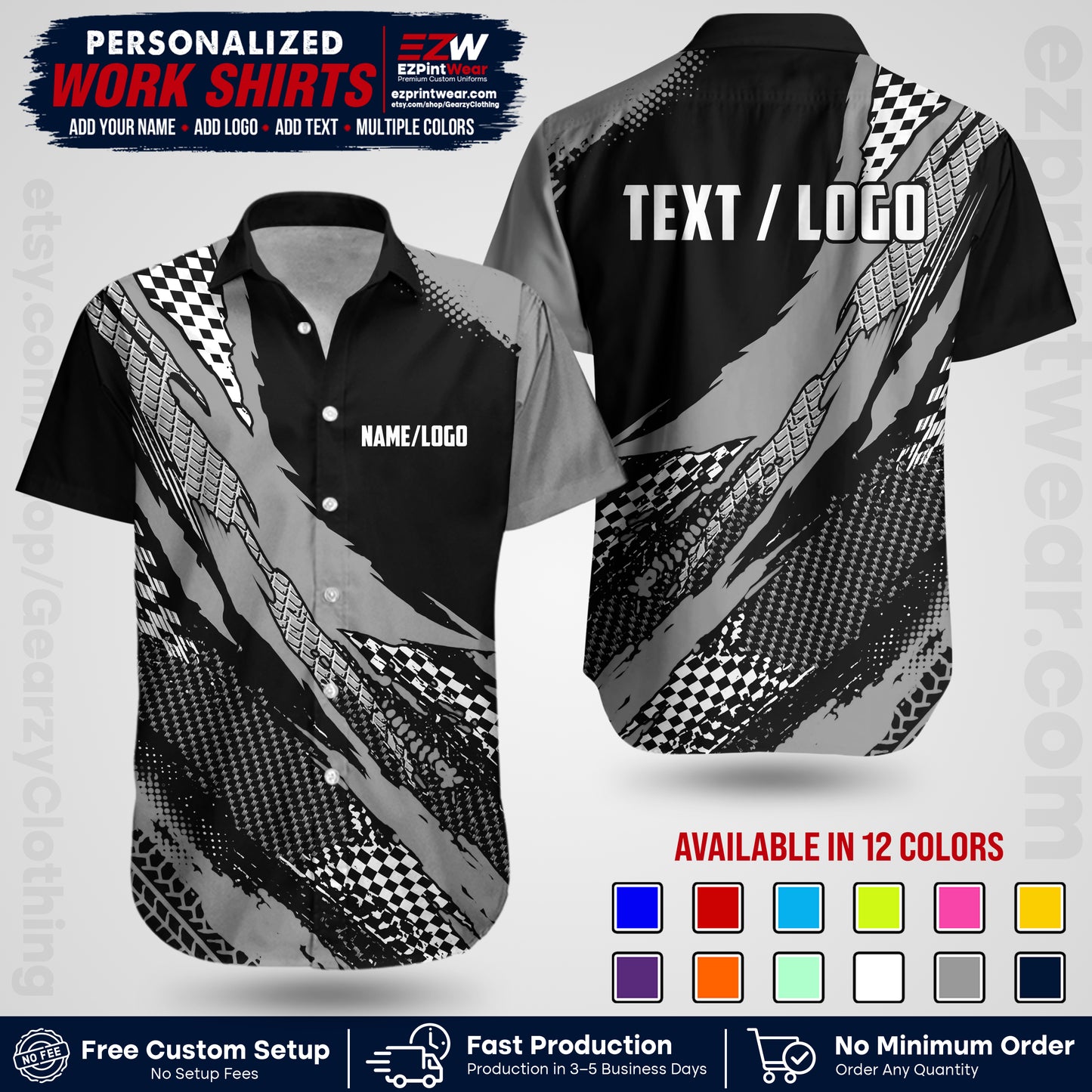 Custom Racing Shirt with Name, Logo & Text | Race Team Uniform | Crew Apparel RC05