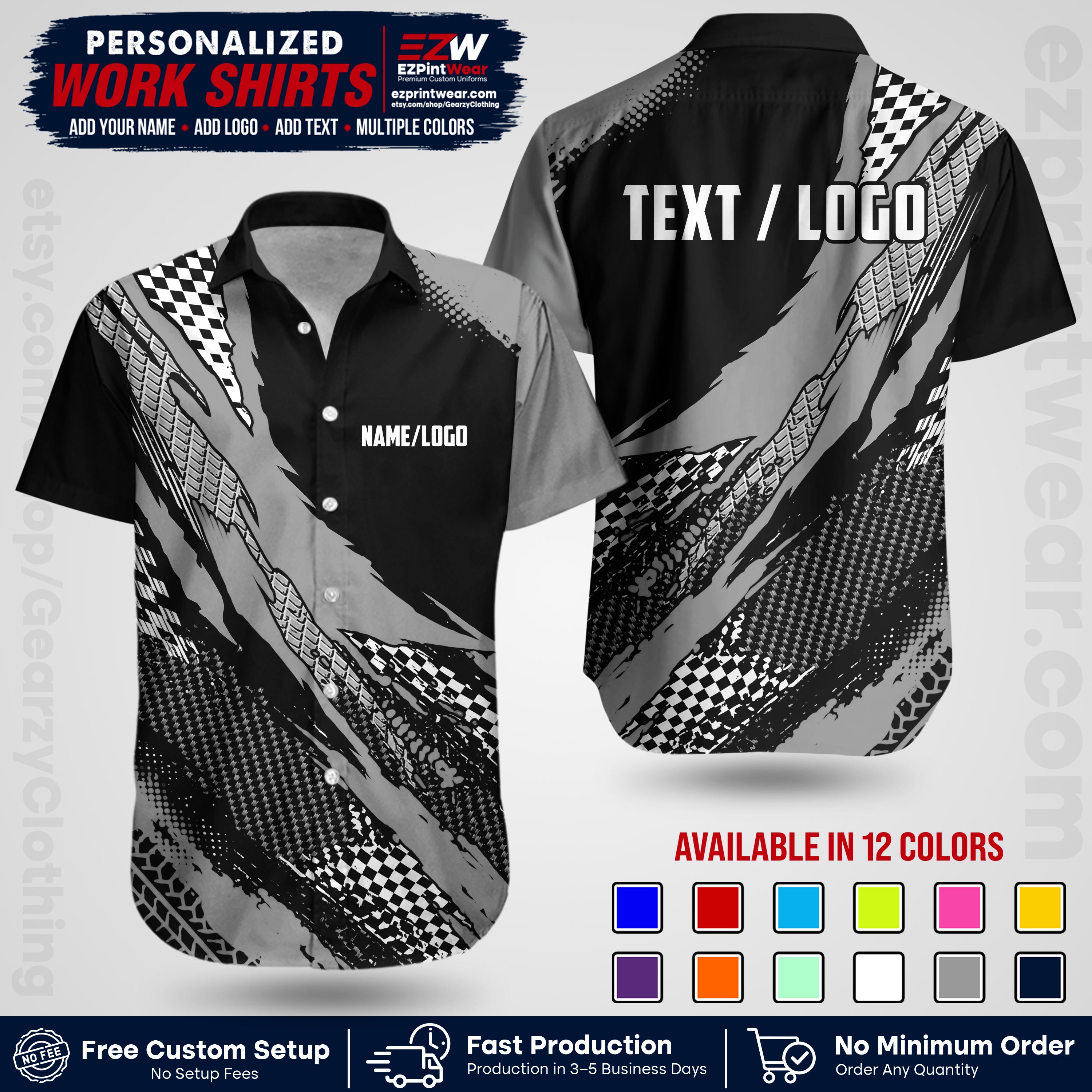 Custom Racing Shirt with Name, Logo & Text | Race Team Uniform | Crew Apparel RC05