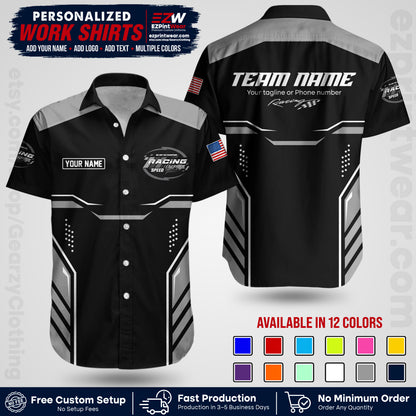 Custom Racing Shirt with Name, Logo & Text | Race Team Uniform | Crew Apparel RC10