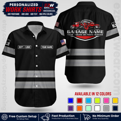 Custom Towing Workwear Uniform | Personalized Tow Truck Shirt | Non-Reflective Safety Stripe Apparel | Custom Towing Shirt | Tow Truck Apparel TW03