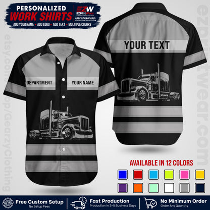 Personalized Truck Driver Workwear Uniform | Custom Safety Stripe Apparel | Non-Reflective Reflective Style Design TW02