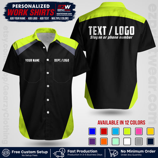 Custom All Over Print Work Uniform Shirt with Name, Logo & Text | Custom Hawaiian Shirt | Company Shirt | Employee Uniform UNF02