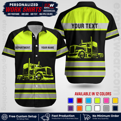 Personalized Truck Driver Workwear Uniform | Custom Safety Stripe Apparel | Non-Reflective Reflective Style Design TW02
