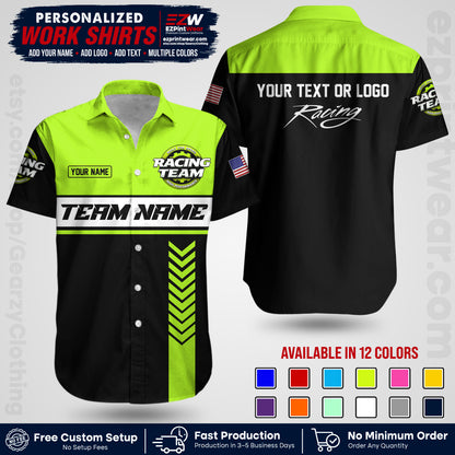 Custom Racing Shirt with Name, Logo & Text | Race Team Uniform | Crew Apparel RC02