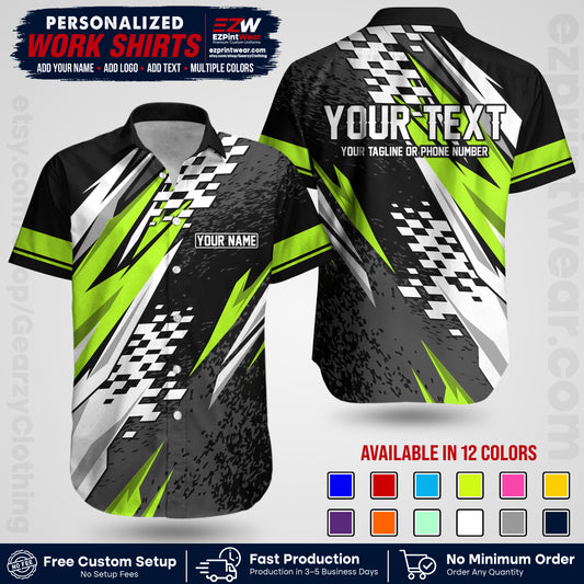 Custom Racing Shirt with Name, Logo & Text | Race Team Uniform | Crew Apparel RC03