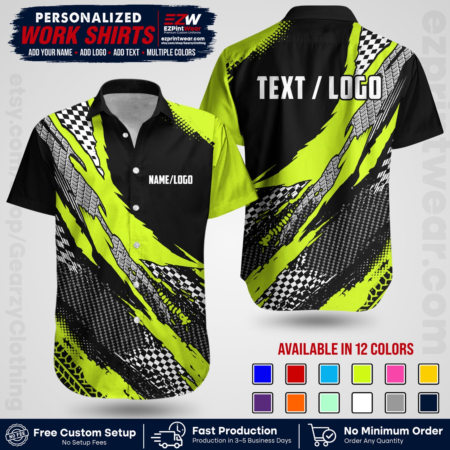 Custom Racing Shirt with Name, Logo & Text | Race Team Uniform | Crew Apparel RC05