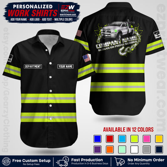 Custom Towing Workwear Uniform | Personalized Tow Truck Shirt | Non-Reflective Safety Stripe Apparel | Custom Towing Shirt | Tow Truck Apparel TW05