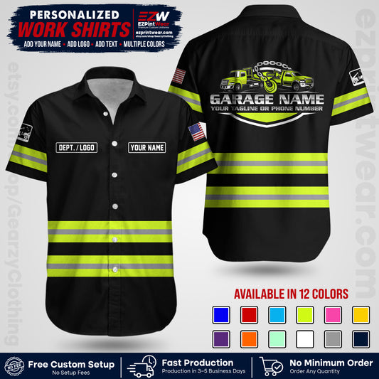 Custom Towing Workwear Uniform | Personalized Tow Truck Shirt | Non-Reflective Safety Stripe Apparel | Custom Towing Shirt | Tow Truck Apparel TW03