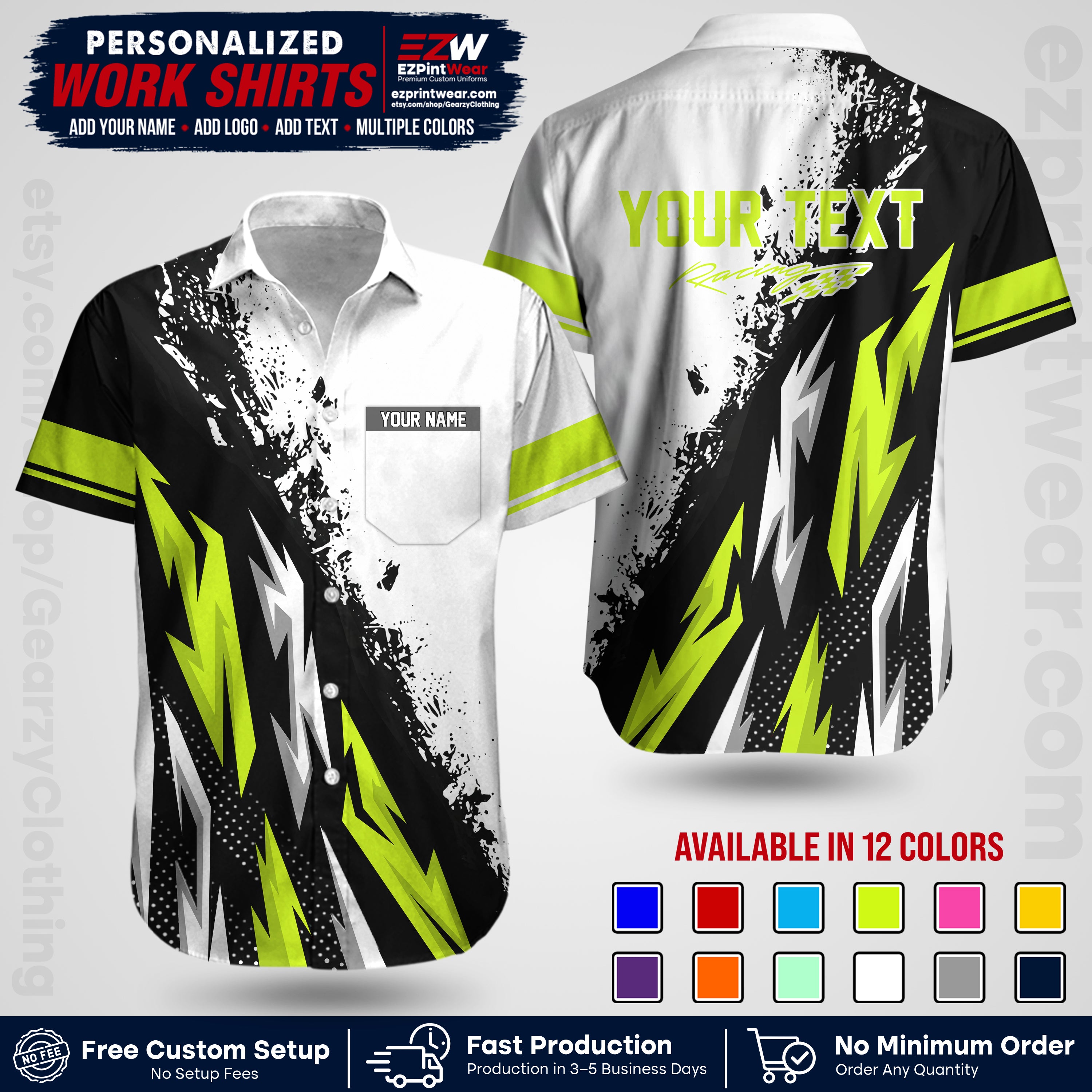 Custom Racing Shirt with Name, Logo & Text | Race Team Uniform | Crew Apparel RC08