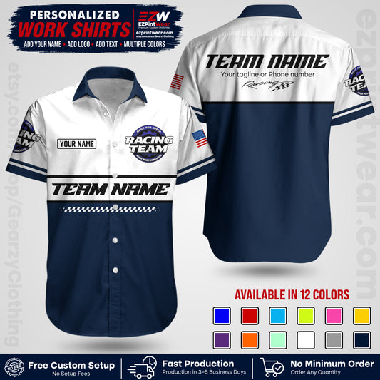 Custom Racing Shirt with Name, Logo & Text | Race Team Uniform | Crew Apparel RC12