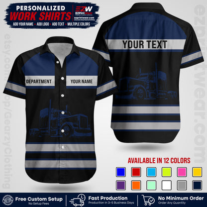Personalized Truck Driver Workwear Uniform | Custom Safety Stripe Apparel | Non-Reflective Reflective Style Design TW02