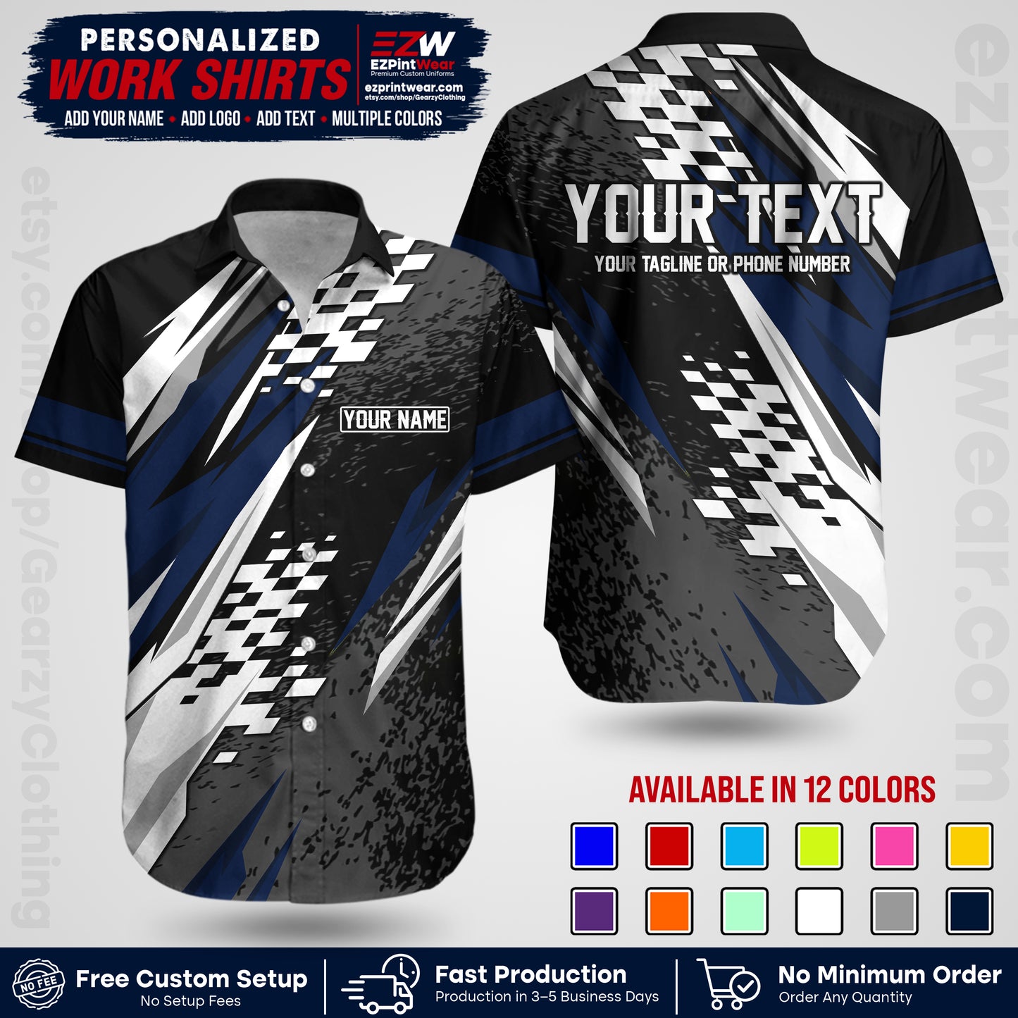 Custom Racing Shirt with Name, Logo & Text | Race Team Uniform | Crew Apparel RC03