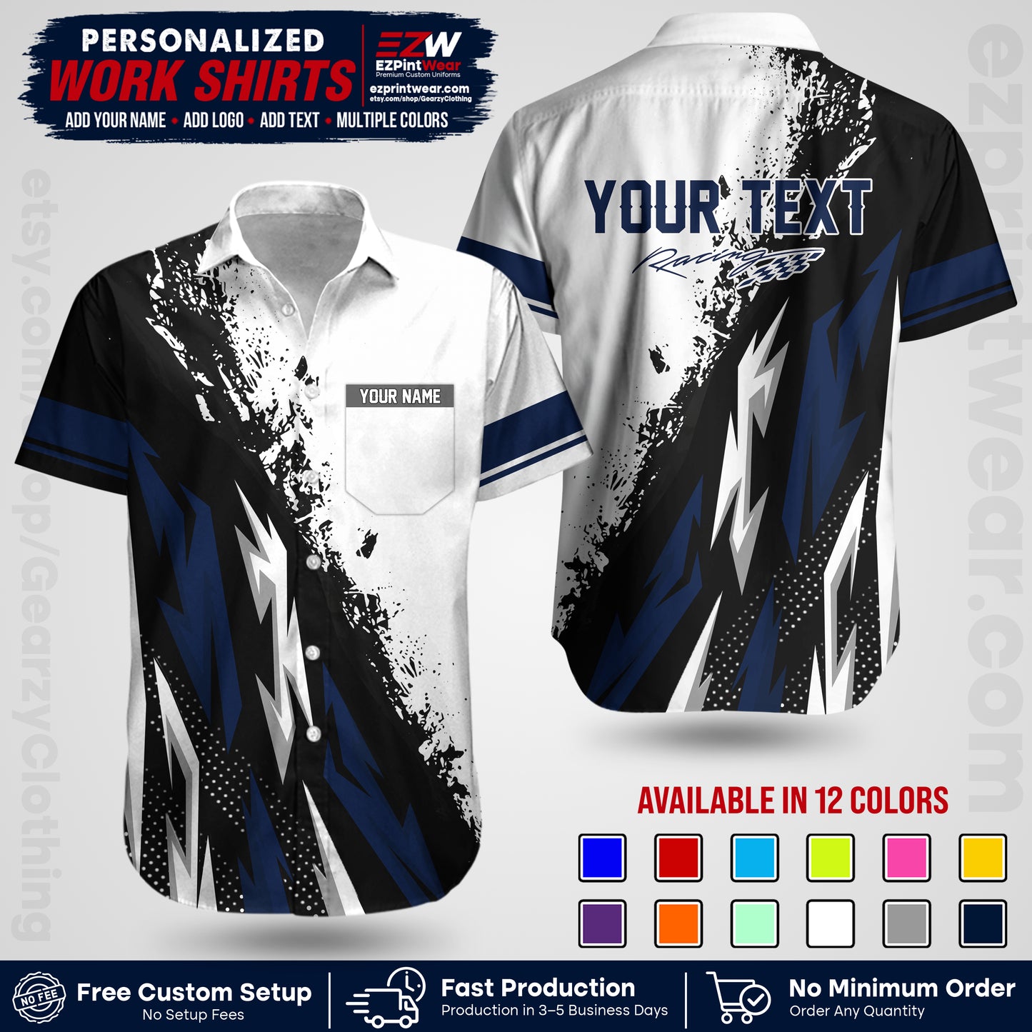 Custom Racing Shirt with Name, Logo & Text | Race Team Uniform | Crew Apparel RC08