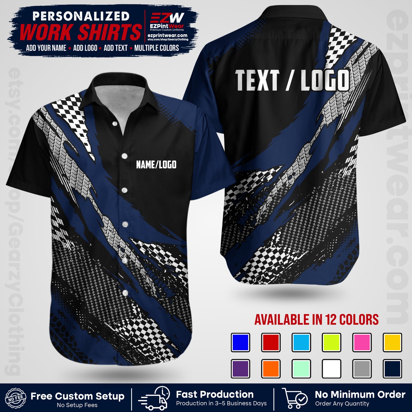 Custom Racing Shirt with Name, Logo & Text | Race Team Uniform | Crew Apparel RC05