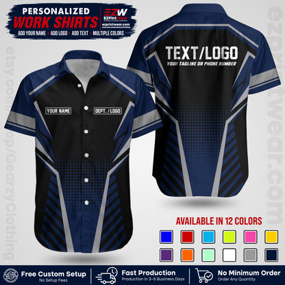 Custom All Over Print Work Uniform Shirt with Name, Logo & Text | Custom Hawaiian Shirt | Company Shirt | Employee Uniform UNF14