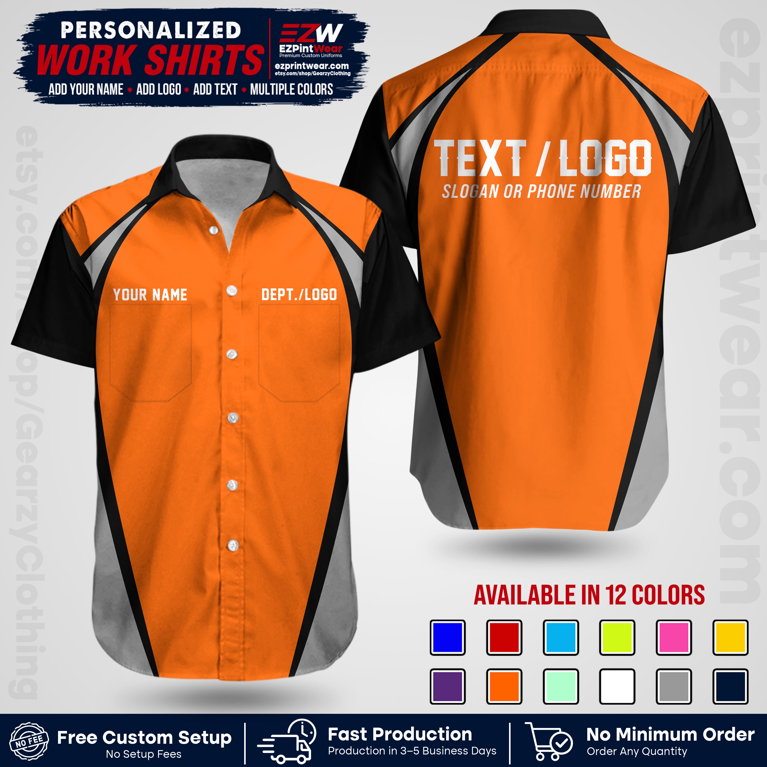 Custom All Over Print Work Uniform Shirt with Name, Logo & Text | Custom Hawaiian Shirt | Company Shirt | Employee Uniform UNF20