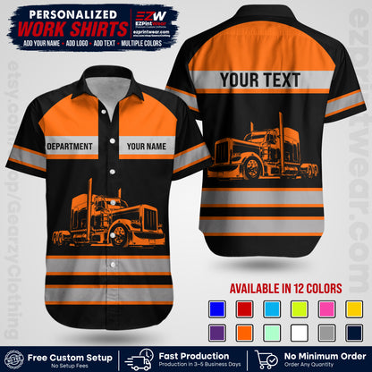 Personalized Truck Driver Workwear Uniform | Custom Safety Stripe Apparel | Non-Reflective Reflective Style Design TW02