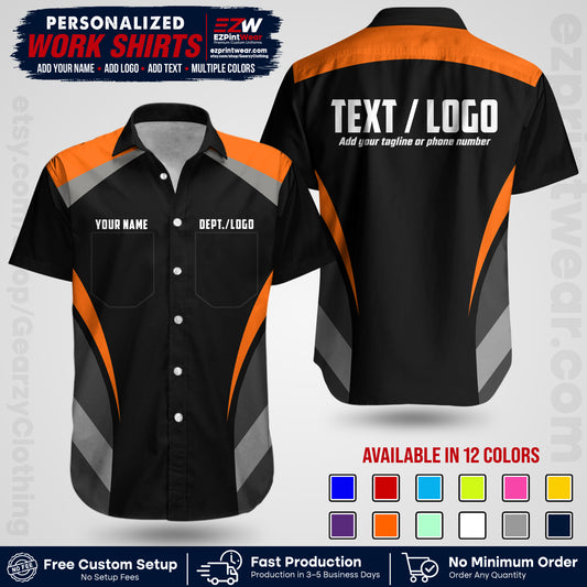Custom All Over Print Work Uniform Shirt with Name, Logo & Text | Custom Hawaiian Shirt | Company Shirt | Employee Uniform UNF03