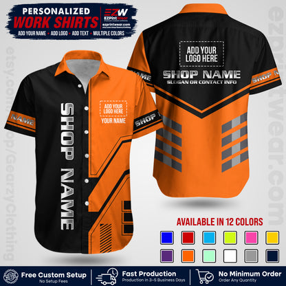 Custom All Over Print Work Uniform Shirt with Name, Logo & Text | Custom Hawaiian Shirt | Company Shirt | Employee Uniform UNF11