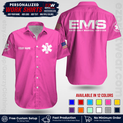 Custom EMS Shirt with Name, Logo & Text | EMS Team Uniform | First Responder Workwear EMSU01