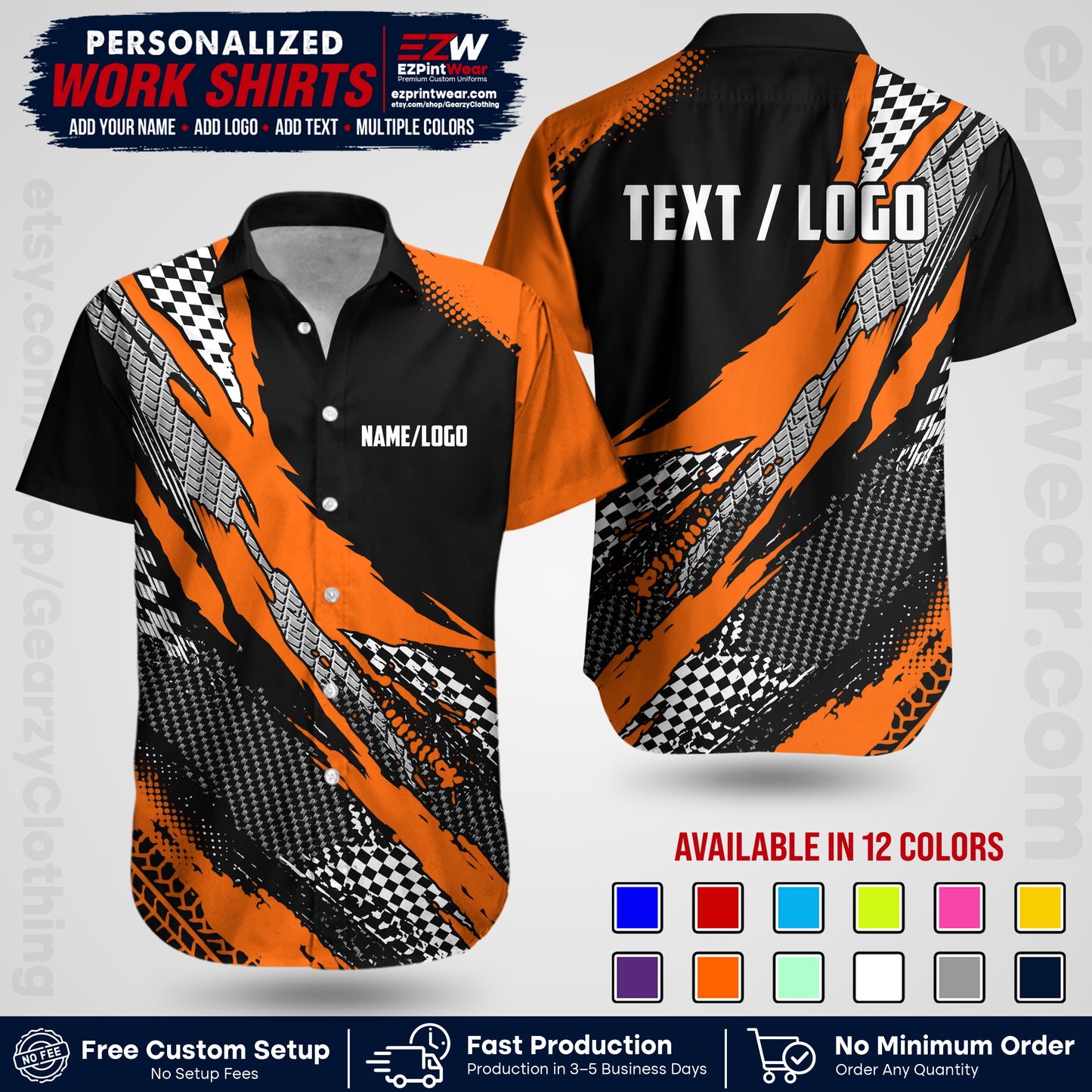 Custom Racing Shirt with Name, Logo & Text | Race Team Uniform | Crew Apparel RC05