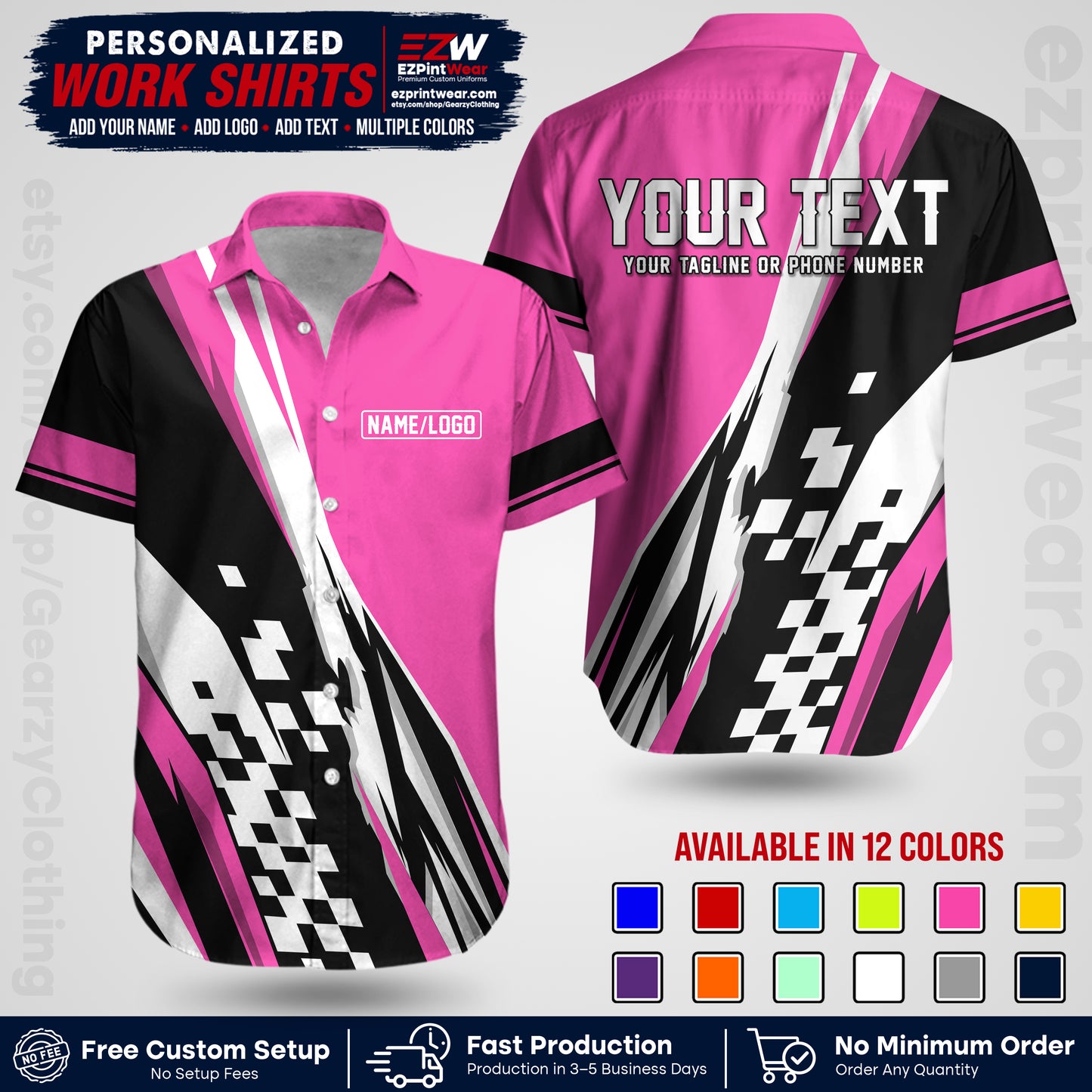 Custom Racing Shirt with Name, Logo & Text | Race Team Uniform | Crew Apparel RC04