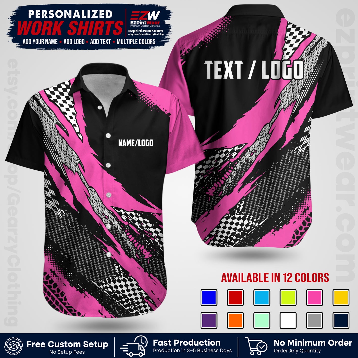 Custom Racing Shirt with Name, Logo & Text | Race Team Uniform | Crew Apparel RC05