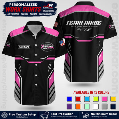 Custom Racing Shirt with Name, Logo & Text | Race Team Uniform | Crew Apparel RC10