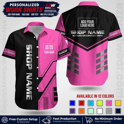 Custom All Over Print Work Uniform Shirt with Name, Logo & Text | Custom Hawaiian Shirt | Company Shirt | Employee Uniform UNF11