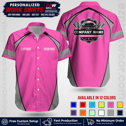 Custom Mechanic Work Shirt with Name, Logo & Text | Auto Shop Uniform | Workwear MCN 09
