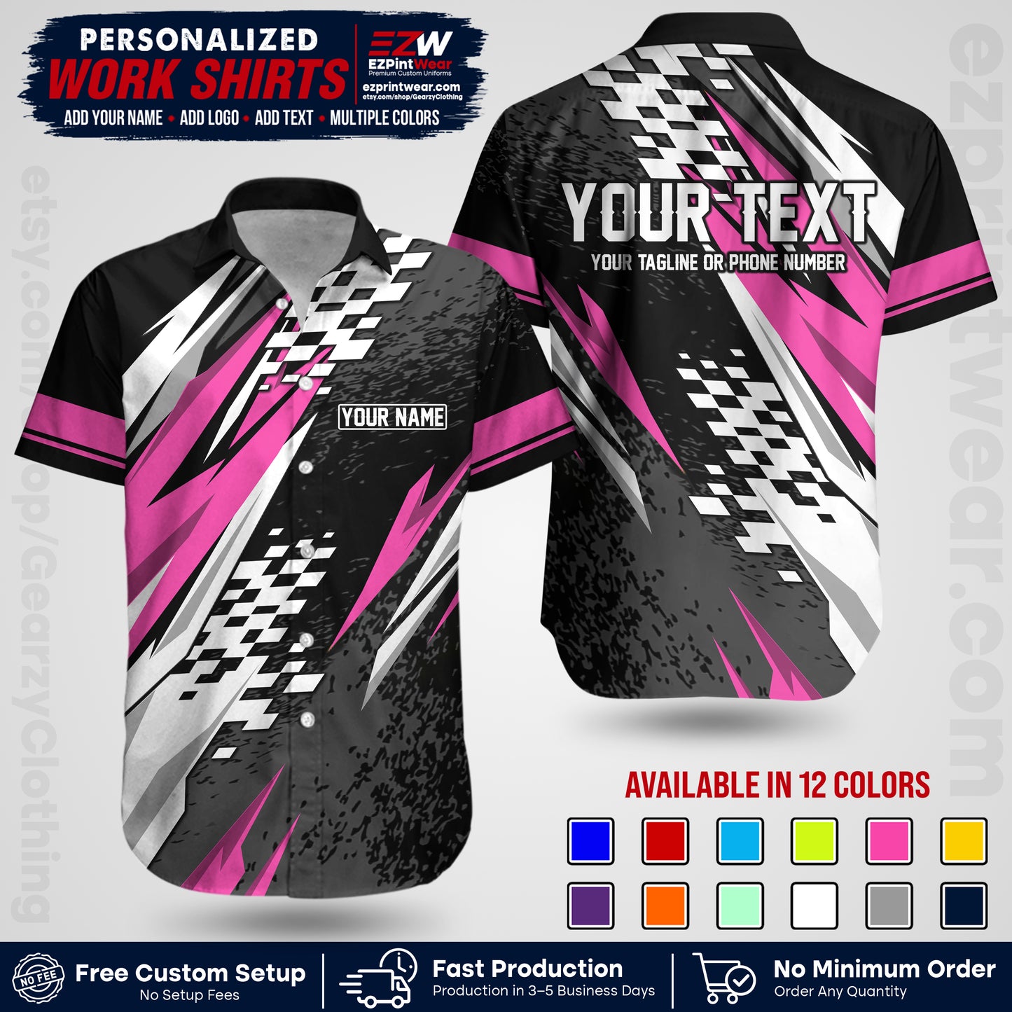 Custom Racing Shirt with Name, Logo & Text | Race Team Uniform | Crew Apparel RC03