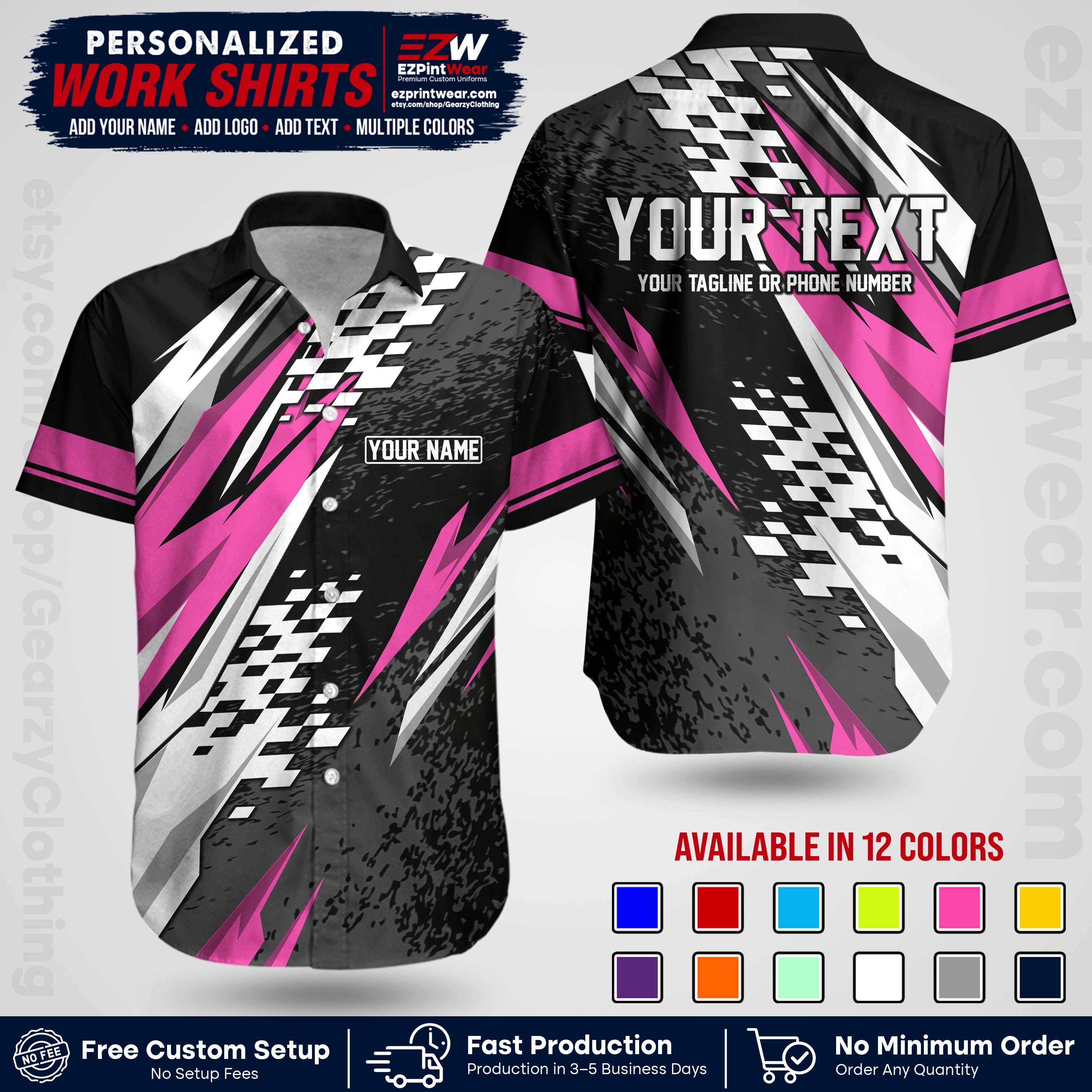 Custom Racing Shirt with Name, Logo & Text | Race Team Uniform | Crew Apparel RC03