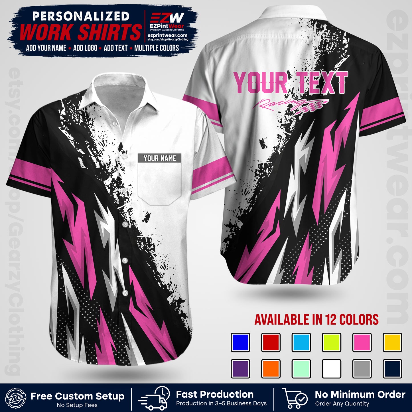 Custom Racing Shirt with Name, Logo & Text | Race Team Uniform | Crew Apparel RC08