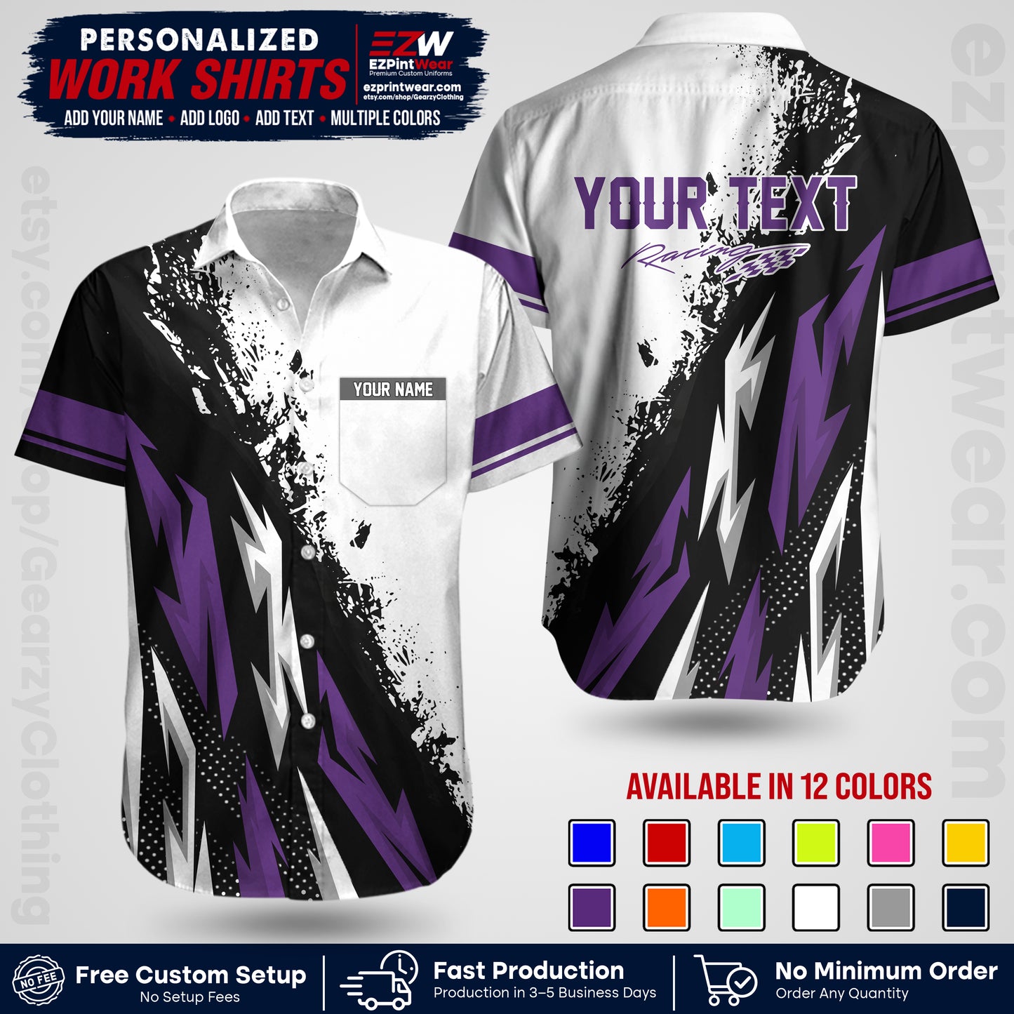 Custom Racing Shirt with Name, Logo & Text | Race Team Uniform | Crew Apparel RC08