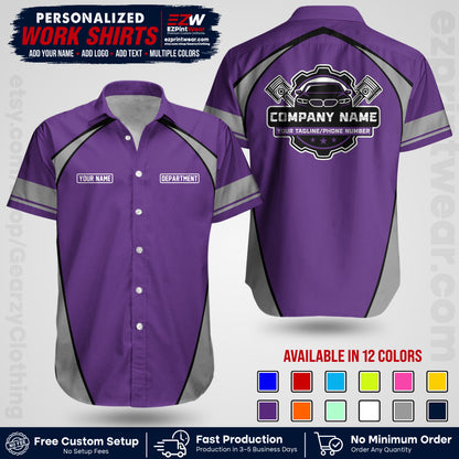 Custom Mechanic Work Shirt with Name, Logo & Text | Auto Shop Uniform | Workwear MCN 09