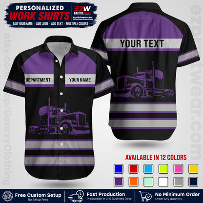 Personalized Truck Driver Workwear Uniform | Custom Safety Stripe Apparel | Non-Reflective Reflective Style Design TW02