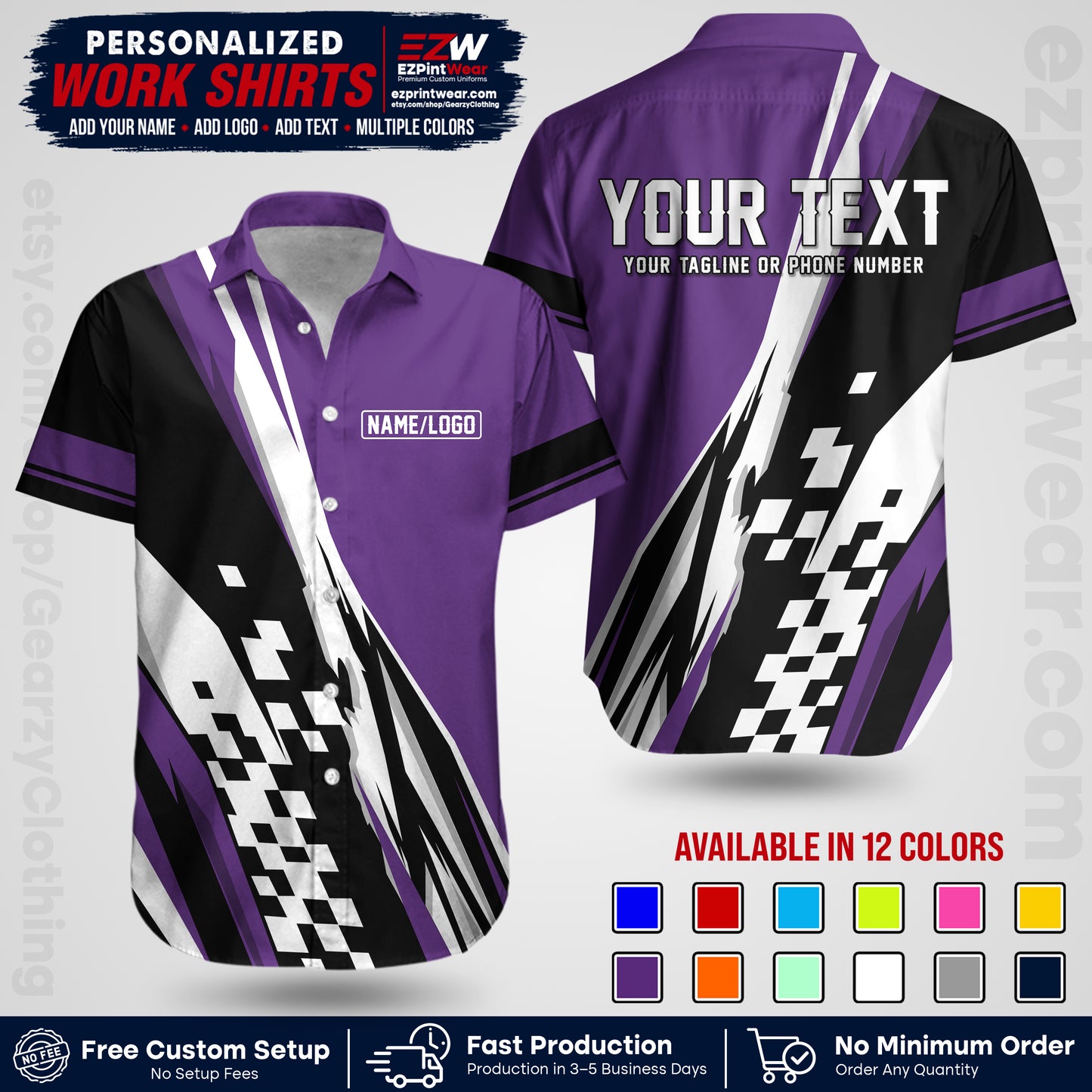 Custom Racing Shirt with Name, Logo & Text | Race Team Uniform | Crew Apparel RC04
