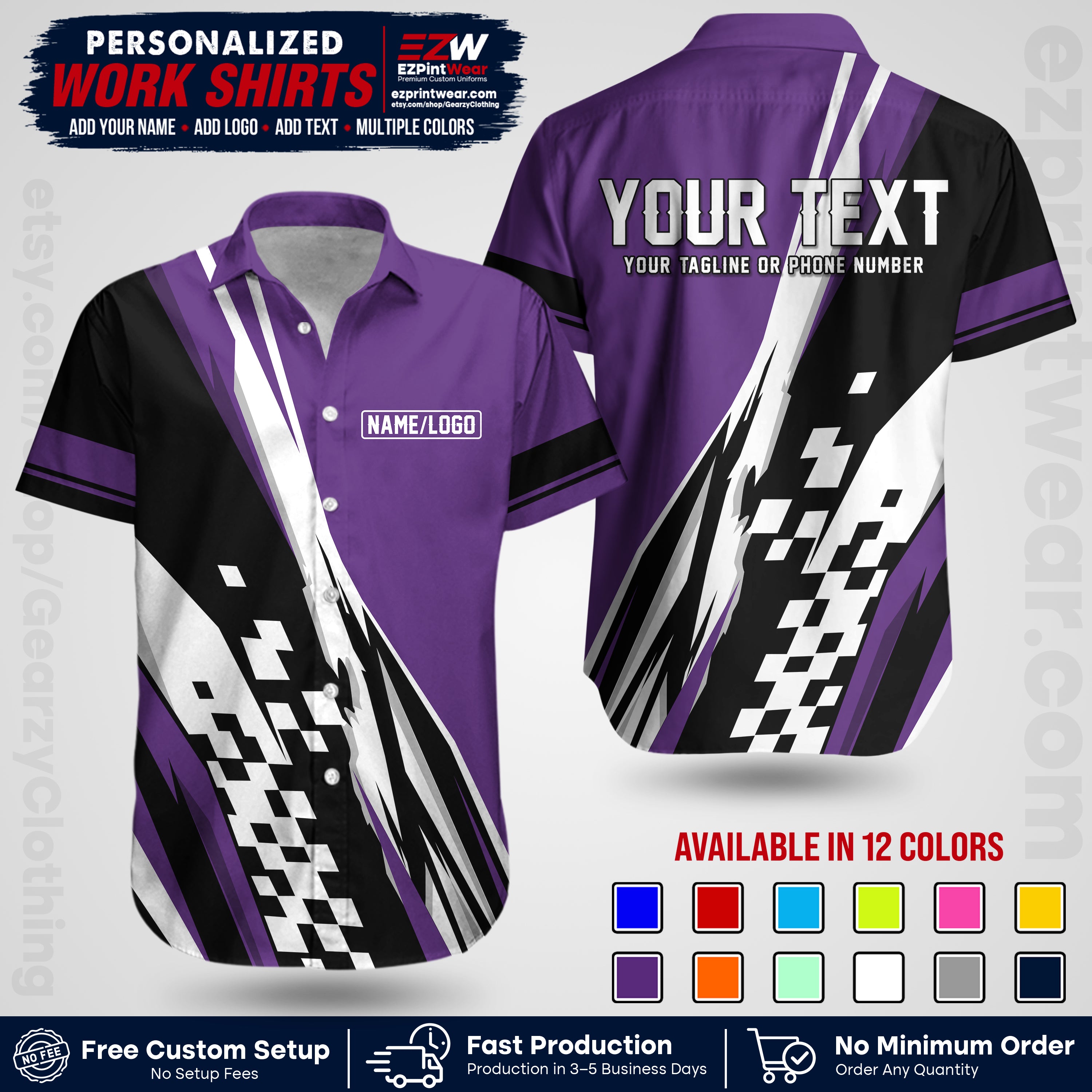 Custom Racing Shirt with Name, Logo & Text | Race Team Uniform | Crew Apparel RC04