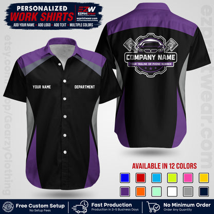 Custom Mechanic Work Shirt with Name, Logo & Text | Auto Shop Uniform | Workwear MCN 08