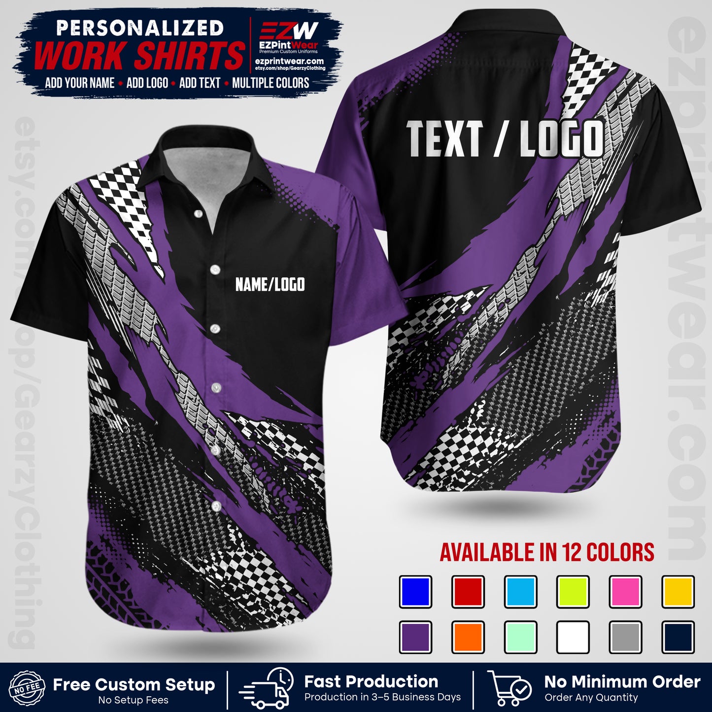 Custom Racing Shirt with Name, Logo & Text | Race Team Uniform | Crew Apparel RC05