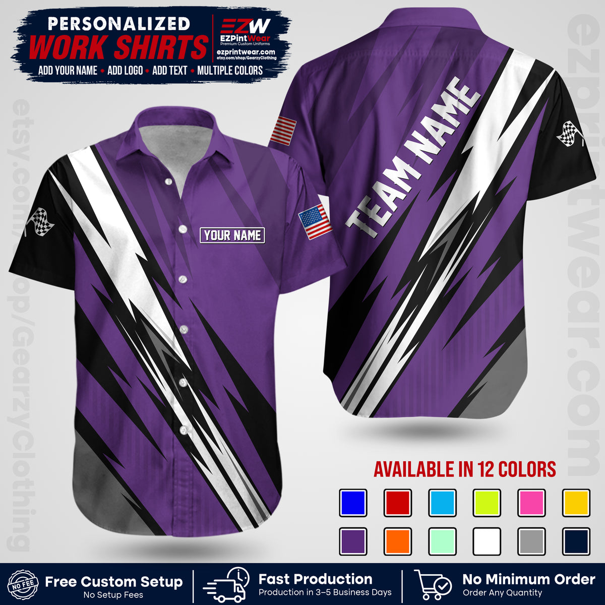 Custom Racing Shirt with Name, Logo & Text | Race Team Uniform | Crew Apparel RC15