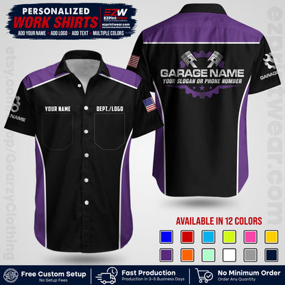 Custom Mechanic Work Shirt with Name, Logo & Text | Auto Shop Uniform | Workwear MCN 07