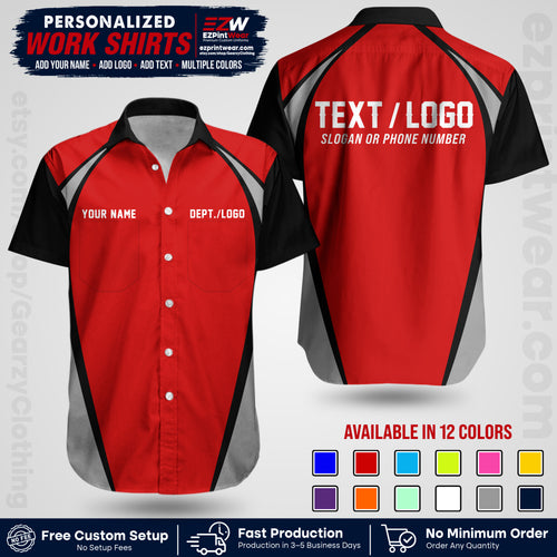 Custom All Over Print Work Uniform Shirt with Name, Logo & Text | Custom Hawaiian Shirt | Company Shirt | Employee Uniform UNF20